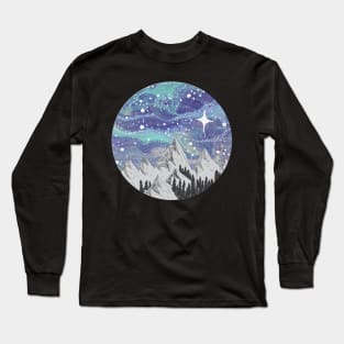 Mountain Circle- Galaxy Sky- Nature Sticker-Cute Sticker-Gifts Long Sleeve T-Shirt